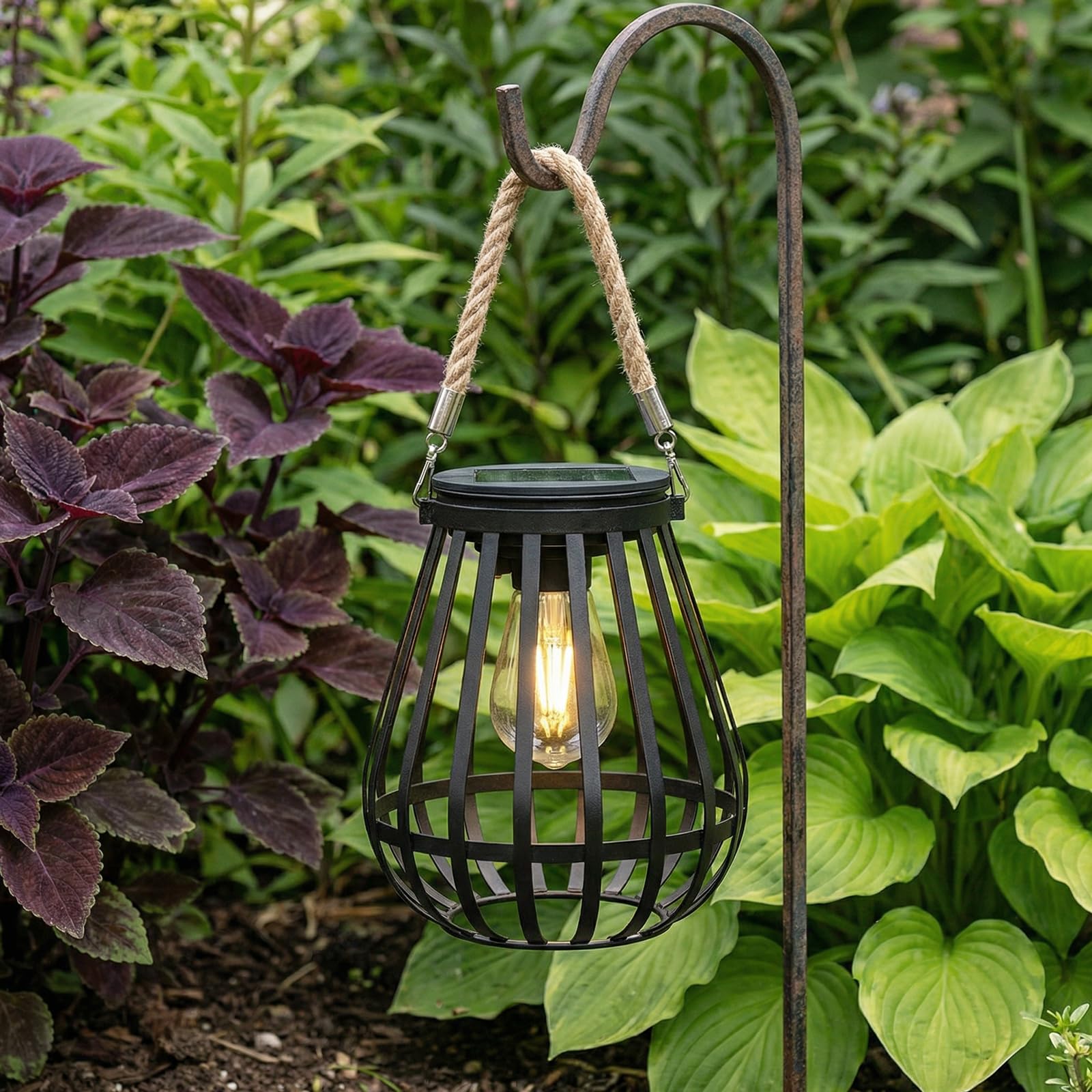 2 lampade solari per esterni sospese: luce bianca calda, per esterni, decorazione da giardino, luci solari con lampadina a LED più grande, illuminazione per esterni, balcone, cortile, terrazze
