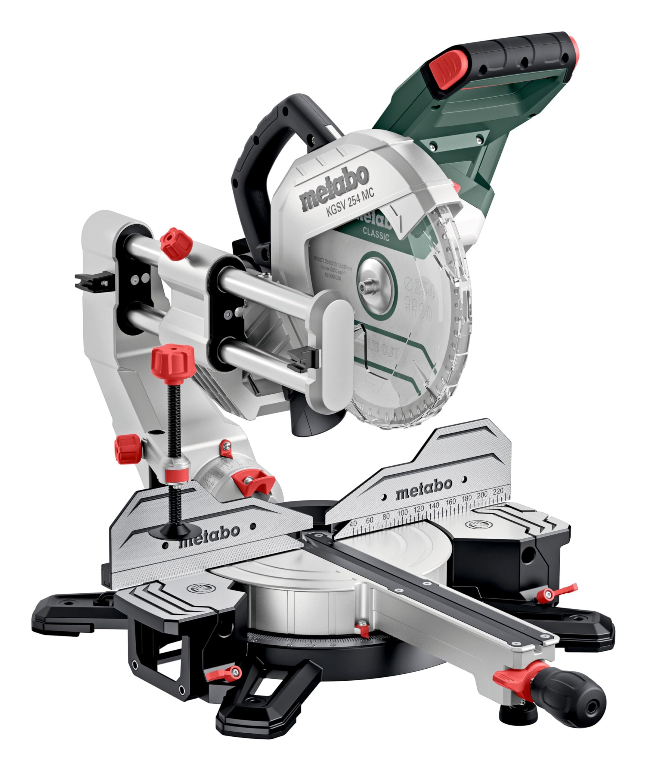 Metabo KGSV 254 MC Scie à Onglets Radiale Compacte 1800W Double Inclinaison Ligne de Coupe LED