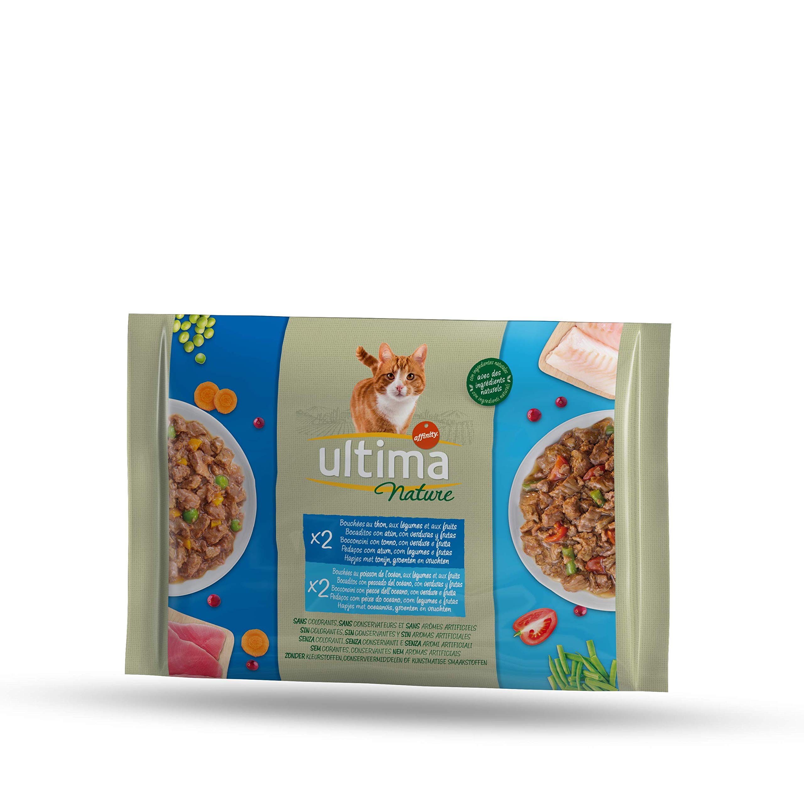 Ultima Nature Comida Húmeda para Gatos con Atún y Pescado de Mar - 4 x 85 gr