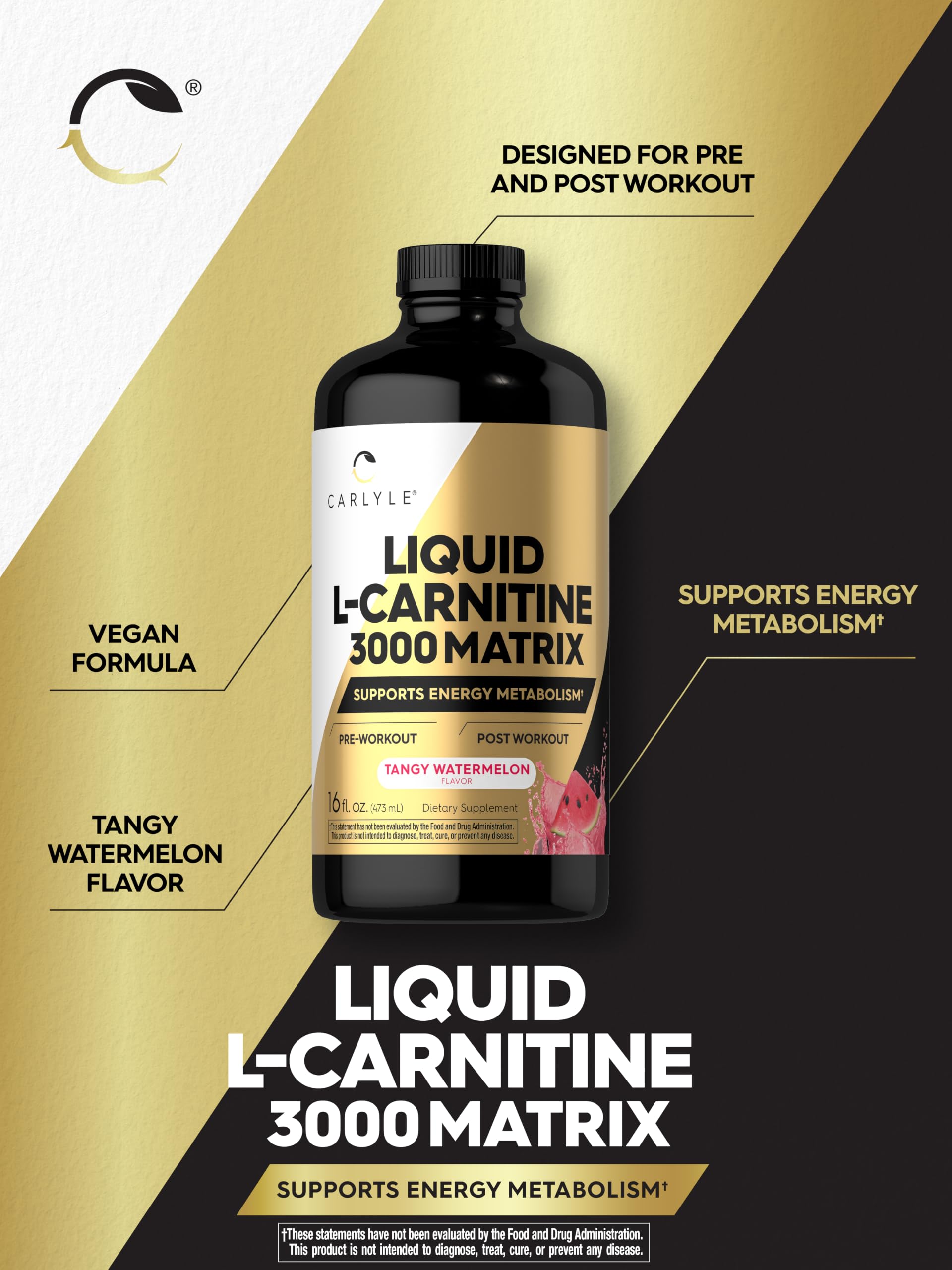 Carlyle L-Carnitine 3000 Matrix Liquid | 16 fl oz | Tangy Watermelon Flavor — Amazon image 4