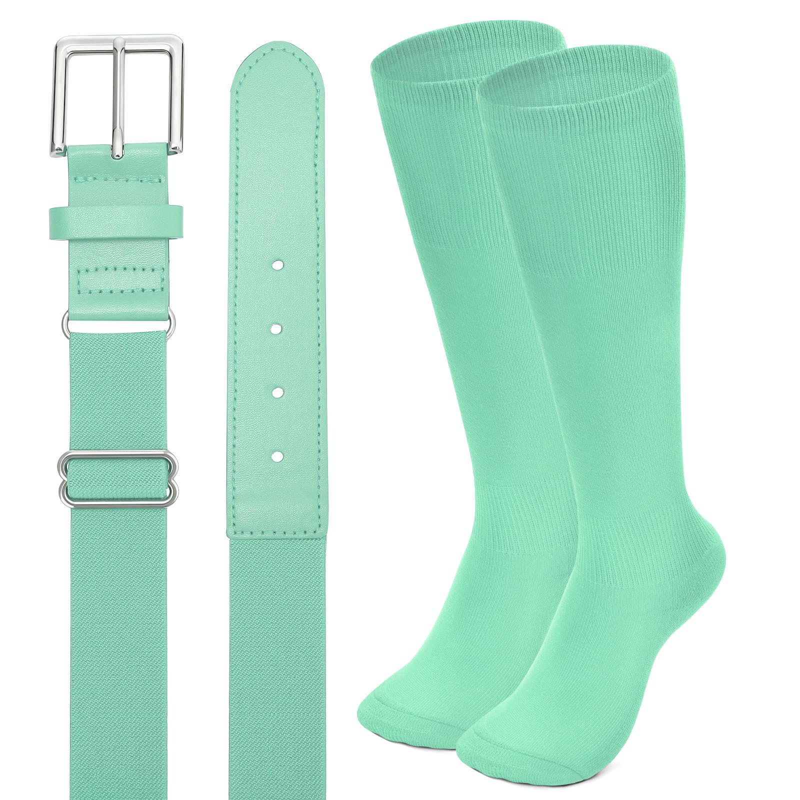 XZQTIVE Baseball Softball Socks and Baseball Softball Belt Combo Set Knee-High Soccer Socks for Kids Youth Adult