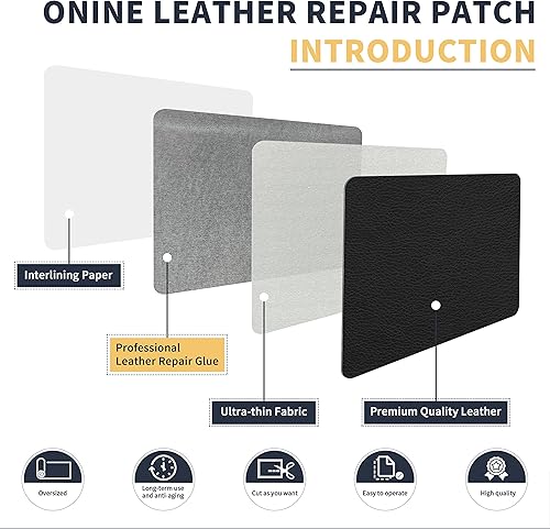 Miniatura 3 de ONine - Cinta de reparación de piel, parche para reparación de piel autoadhesivo de 12 x 48 pulgadas, impermeable, resistente al desgaste, para