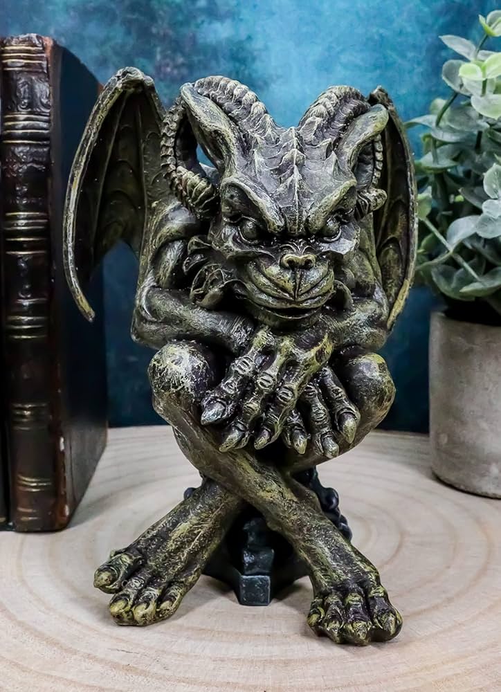 Amazon.com: Ebros Gift Winged Ram Horned Gargoyle Sitting On