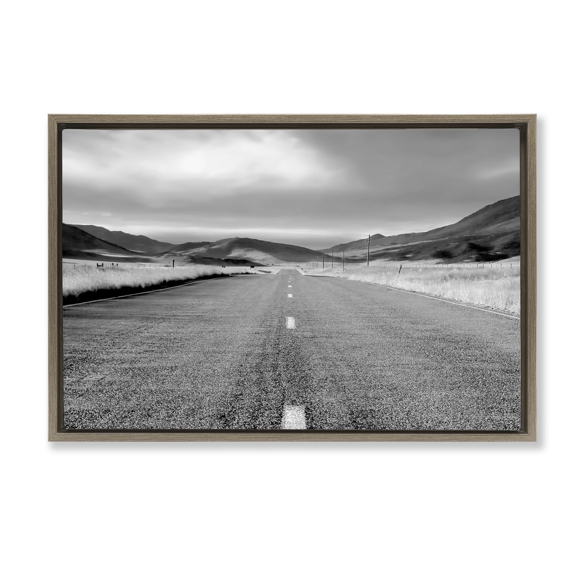 Stupell Industries Montalcino Elm (Textured) 'Open Road Through Rolling Hills'| Floating Frame Canvas Art