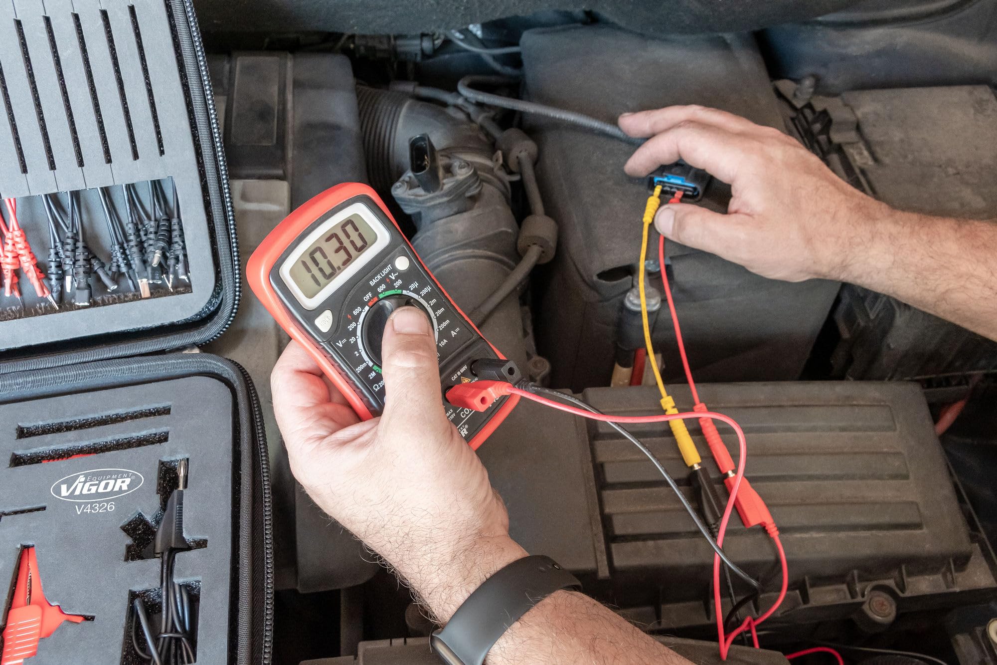 ViGOR Set di cavi di misura da 92 pezzi V4326N,Per le esigenze del settore automobilistico per la misurazione elettrica e il collaudo di circuiti/componenti elettrici, 92 pezzi, Batteria da 12 V