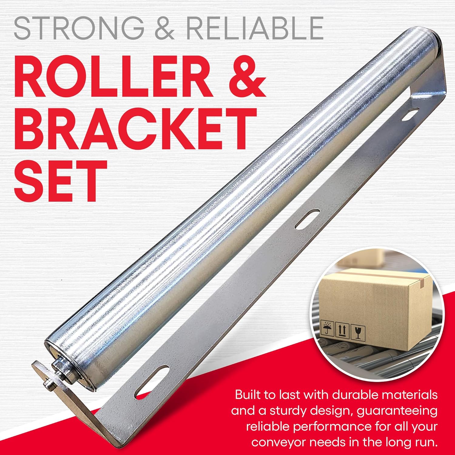 Ultimation Pack of 2 | 16" Long Roller & Bracket Set |1.5" Diameter | Galvanized Steel | Industrial Use | Easy Install | Reliable & Sturdy for Your Conveyor Needs | Can Be Used As Kayak Roller Loaders