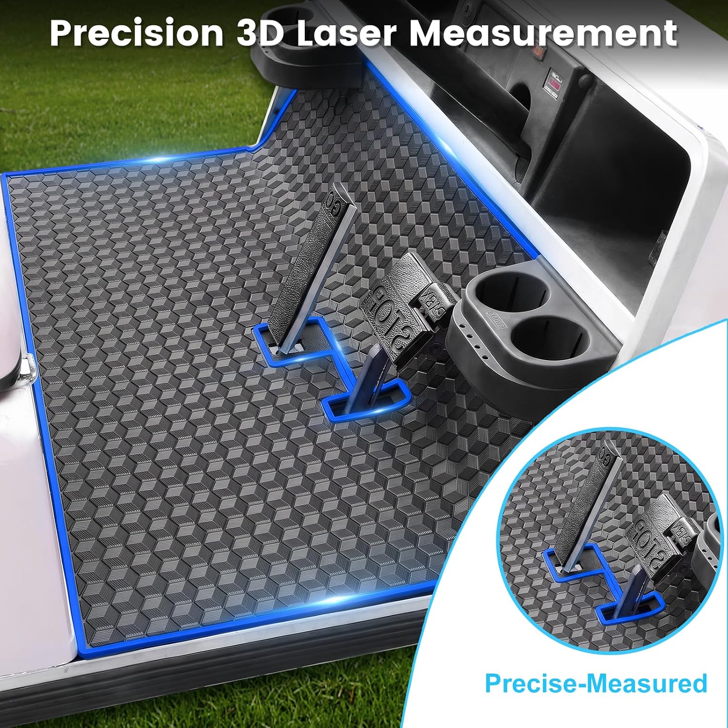 iLSKW Golf Cart Mat for Club Car Ds Floor Liner Unique Cube Square Patent Design Fits Club Car DS 1982-2013 / Villager 1982-2018 image 3