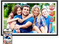 KPKUE 15.6" Full HD WiFi Digital Picture Frame - 64GB Touchscreen, Frameo App Sharing, Wall Mountable, USB/SD Expandable