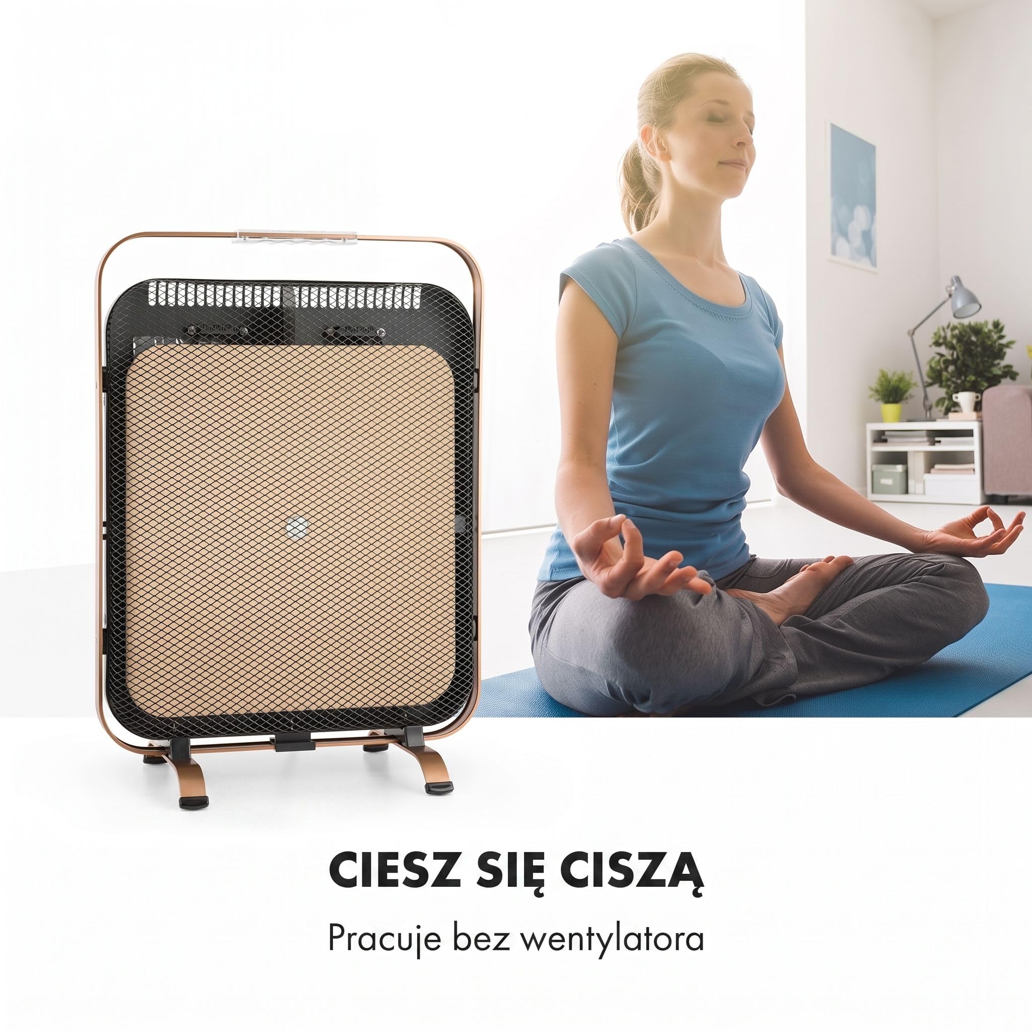 Klarstein Ogrzewanie na podczerwień z termostatem, 1300 W grzejnik elektryczny, Marmurowy akumulator ciepła, Panel IR z ochroną przed zamarzaniem, Płaski grzejnik elektryczny, Wydajne ogrzewanie