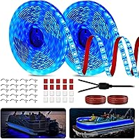 Vista 1 de Pontón - Tira de luces LED marinas, tira de luces LED para barco, 12 V, impermeable, luz interior de cubierta para kayak, barco Jon, lanchas de Azul