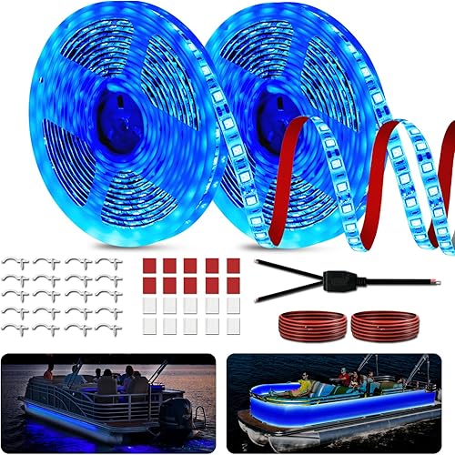 Pontón - Tira de luces LED marinas, tira de luces LED para barco, 12 V, impermeable, luz interior de cubierta para kayak, barco Jon, lanchas de