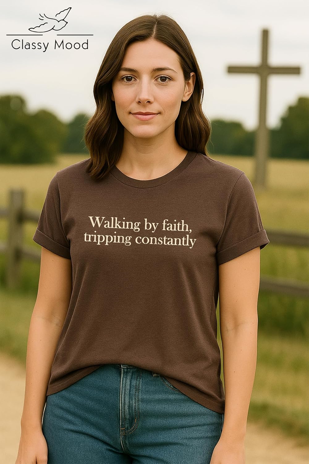 Classy Mood Christian Shirts for Women - Religious Jesus Bible Verse and Faith Graphic Tee - Image 2