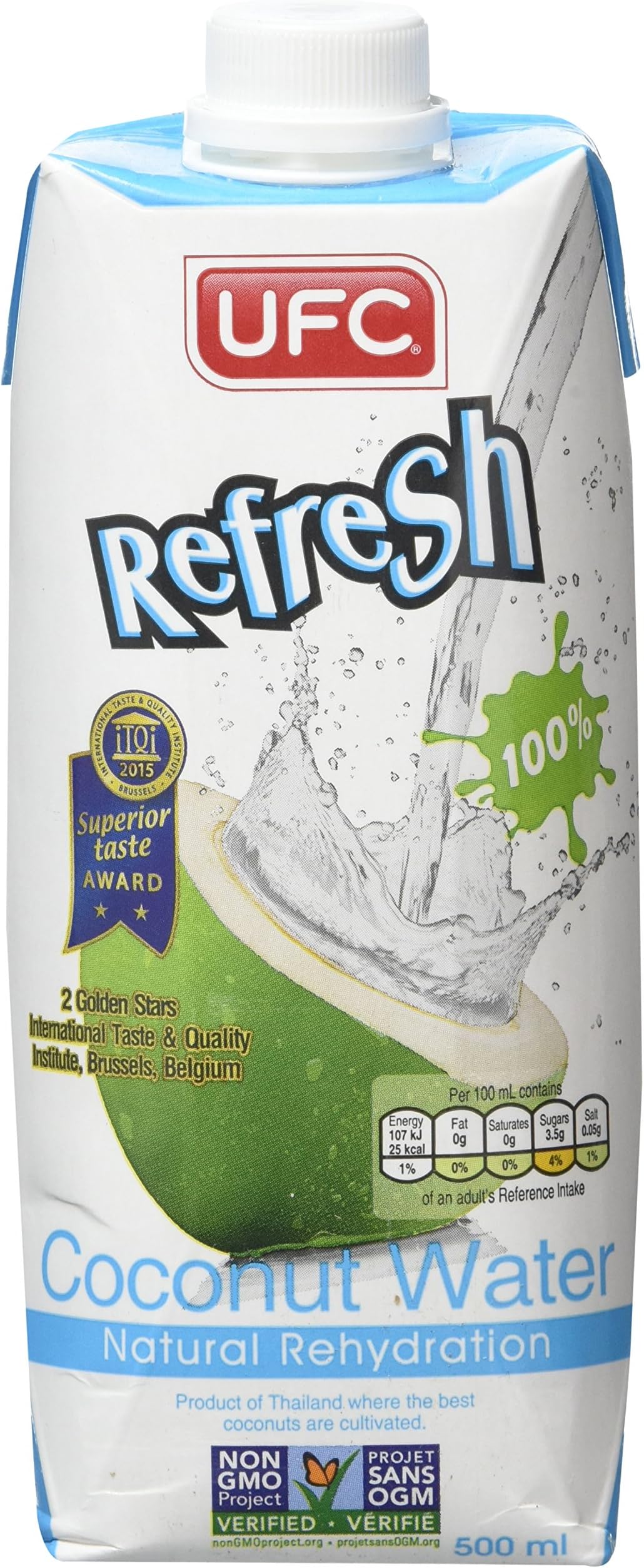 UFC Refresh 100% Natural Coconut Water (500 mL - 12 Pack)