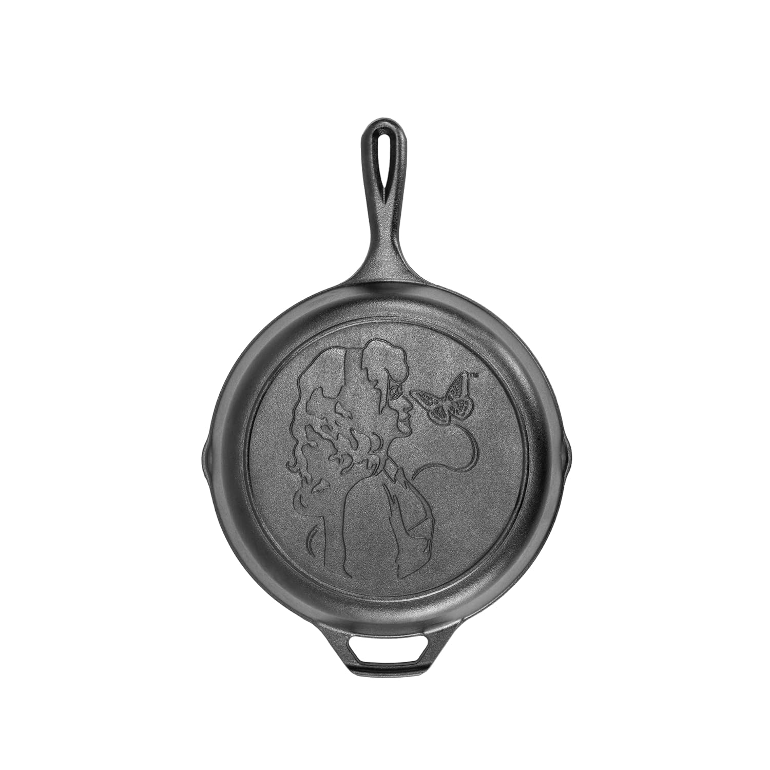 Lodge 10 25 Inch Dolly Parton Pre-Seasoned Cast Iron Stamped Skillet - Signature Teardrop Handle - Use in