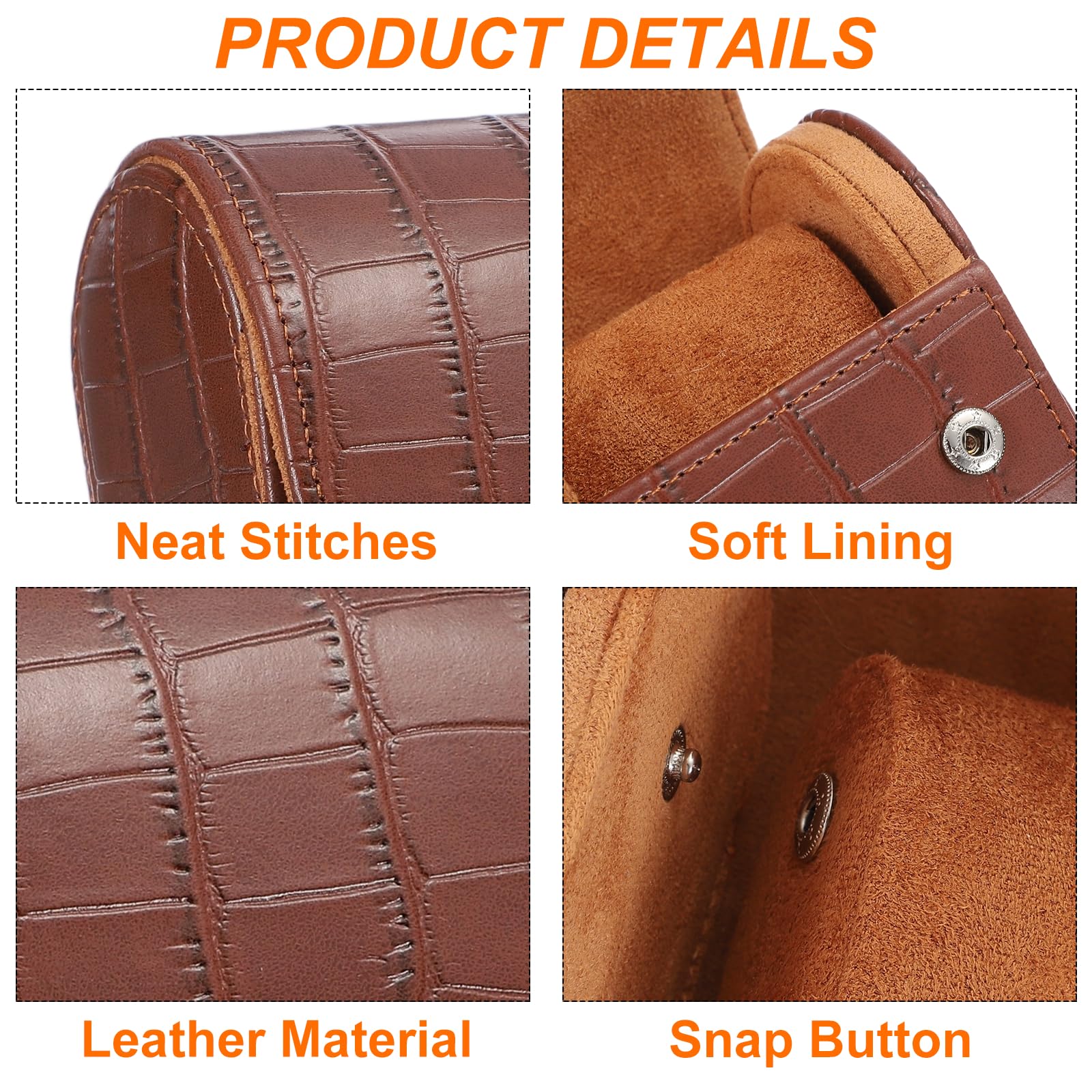 Étui de voyage à roulettes pour montres, en cuir, à un seul compartiment, pour hommes et femmes. Organisateur de rangement avec coussin amovible, idéal pour les voyages et la présentation. Coloris :