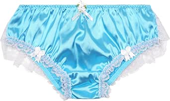 Satini Froufrou Dentelle efféminé A volants Lolita Bloomer Shorts Soyeuse Satin Haut-de-chausses (Rouge vin, M