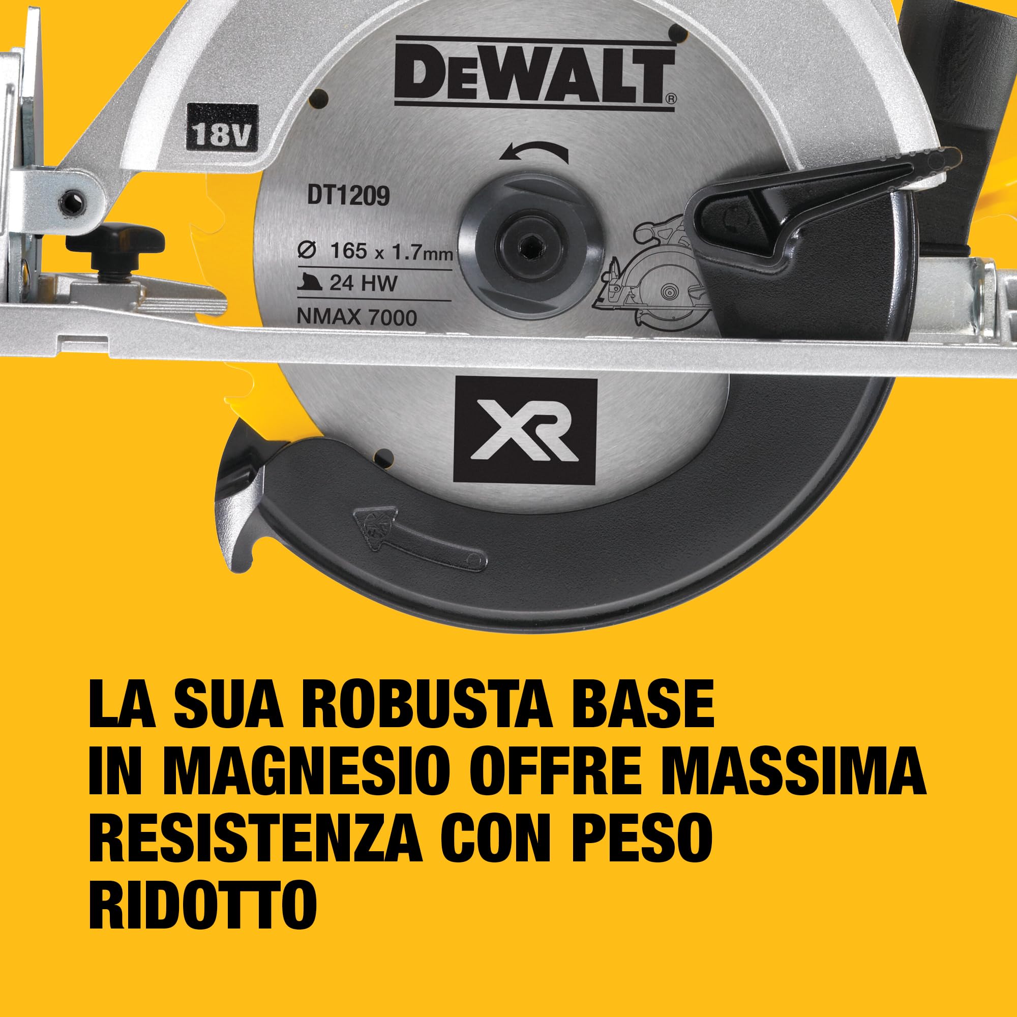 DEWALT Sega circolare 165mm a batteria XR, in valigetta TSTAK senza batteria e caricabatterie, 18V, DCS391NT-XJ