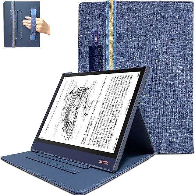 DONGZHU Case for BOOX Note Air 2 (2021) & BOOX Note Air 2 Plus (2022) 10.3 Inch Digital Paper Tablet, Folio Cover with Pen Holder and 360 Degree Rotatable Hard Case (Deep Blue)