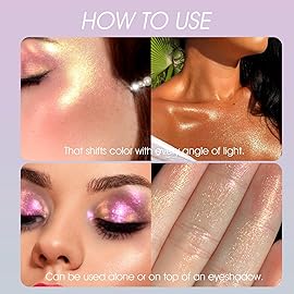 Jolilab Metallic Liquid Chameleon Eyeshadow, Multi-Dimensional Eye Looks, Long-lasting Holographic Glitter Multichrome Eyeshadows Makeup (002+006+013)