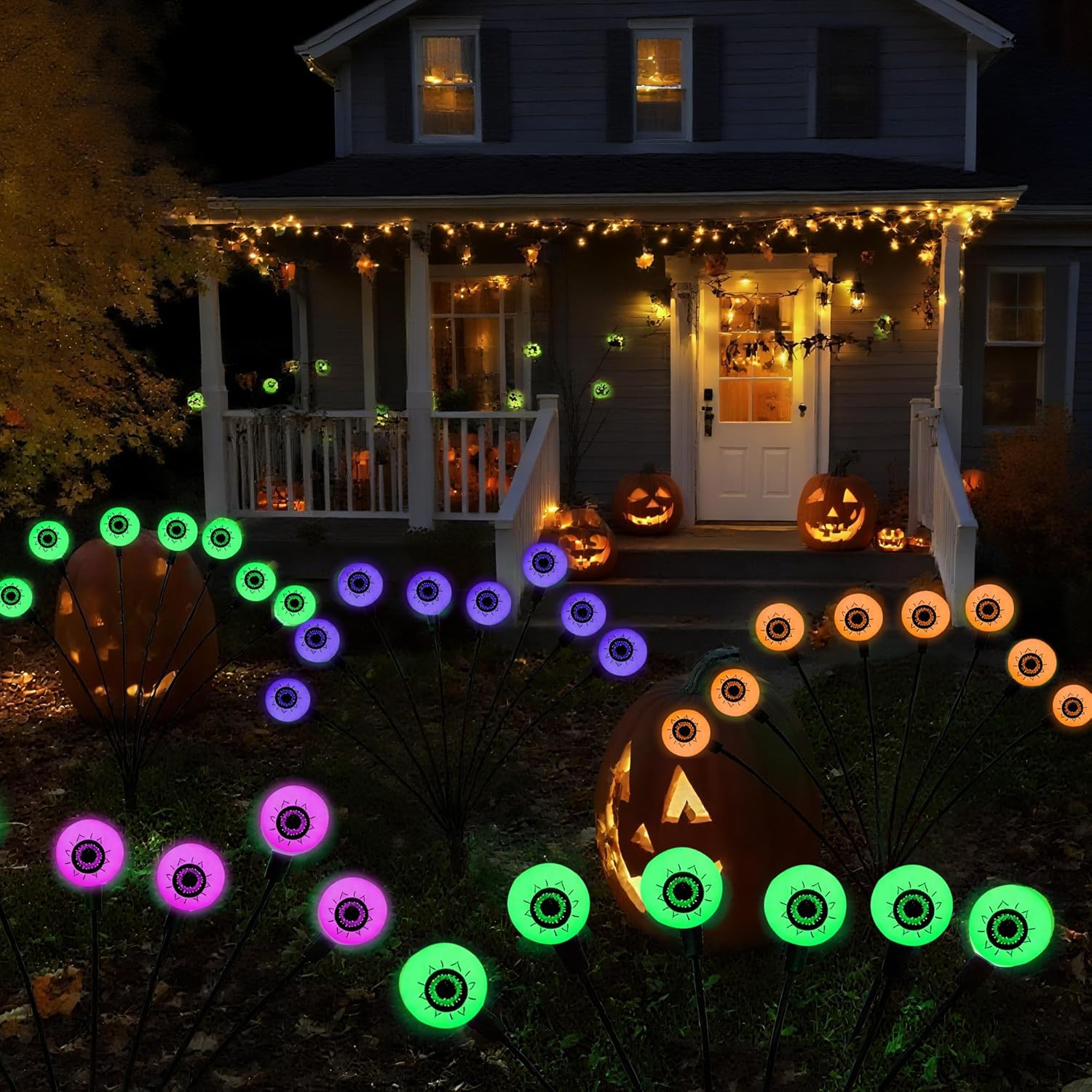 Solar Christmas Lights Outdoor Decorations, Scary Eyeball Garden Stake with Colorful Changing LEDs & 3D Bloodshot Eyes, Waterproof Solar Powered Christmas Decor for Yard Patio Party Thanksgiving - Image 4