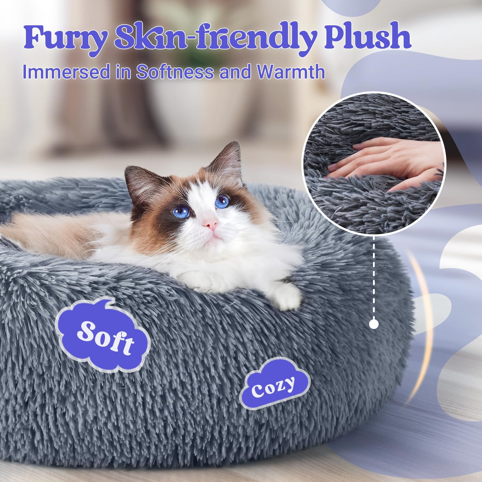 Amazon | 猫ベッド 冬 用 ペットベッド 猫用ベッド ふわふわ あったか