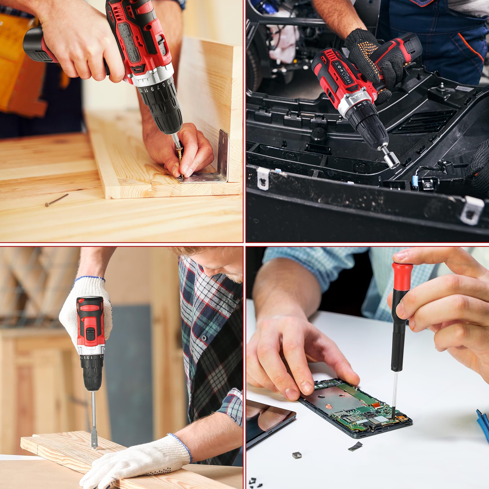 TLGREEN Set di utensili da 12 V con trapano senza fili, kit di utensili manuali con set di punte magnetiche per trapano, controllo a 2 velocità e ricarica rapida, kit di attrezzi per fai da te