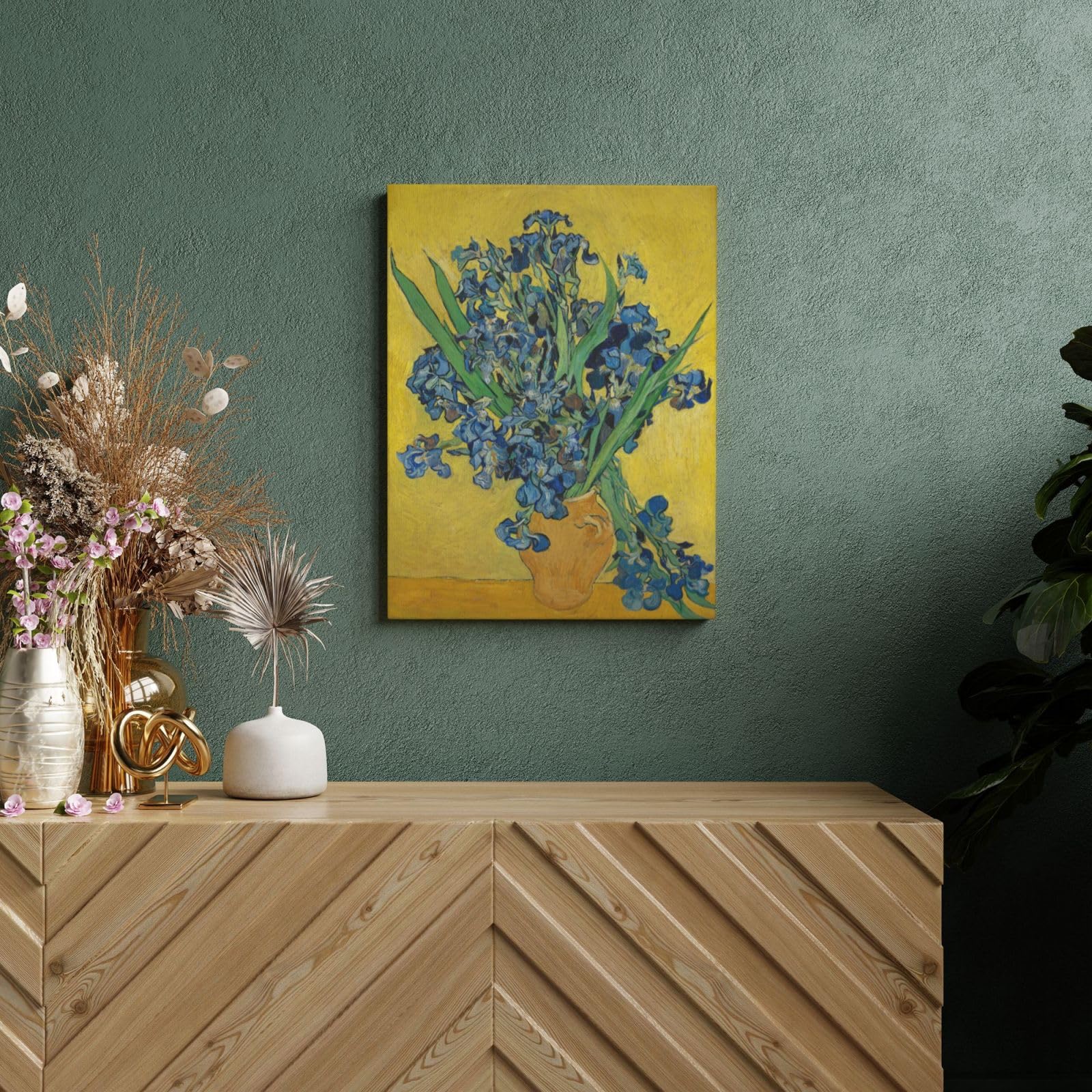 Amazon.co.jp: アートパネル ゴッホ アイリスのある花瓶、黄色い