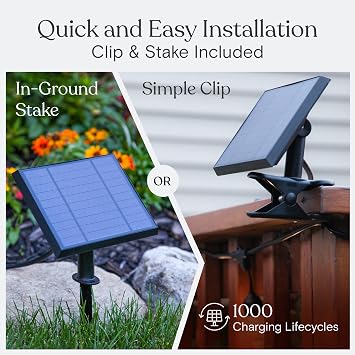 Brightech Bundle: Solar Powered Outdoor String Lights 27 Ft - 1W, Soft White + String Light Screw Hooks