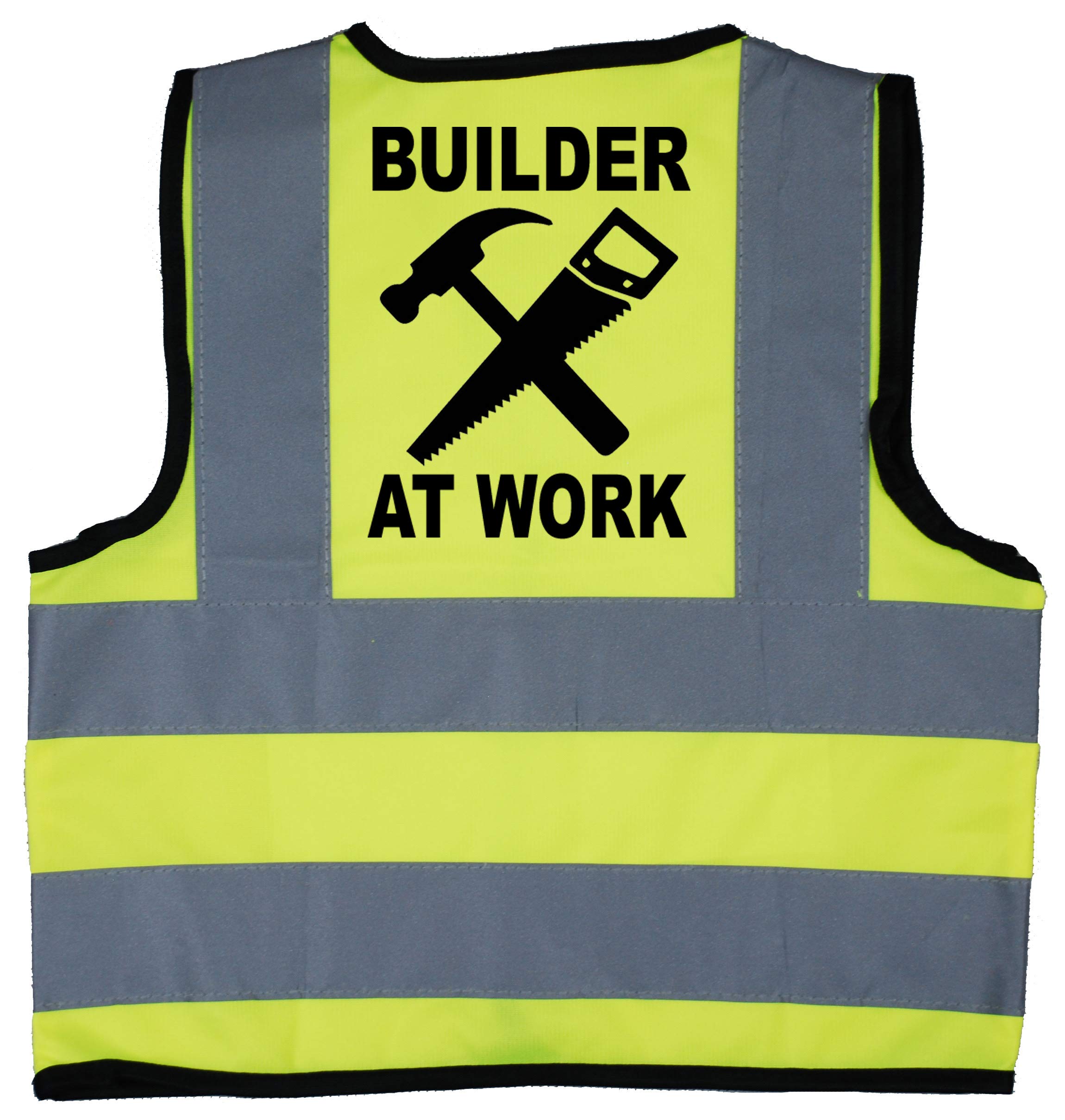 Acce Products Builder Baby/Children/Kids Hi Vis Safety Jacket/Vest Size 7-9 Years Yellow Optional Personalised On Front