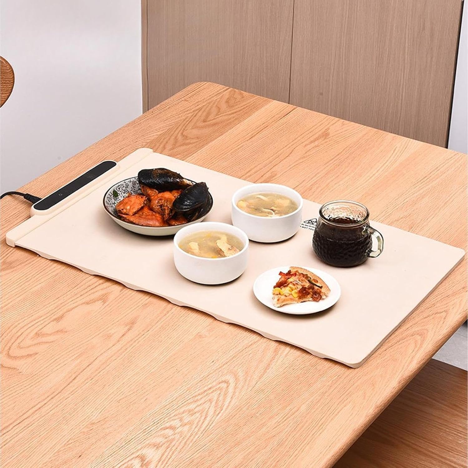 電気式フードウォーマートレイ パーティーフードウォーマー 温度調節機能付き チャイルドロック内蔵 25.59x14.96インチ, ベ