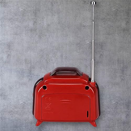 Miniatura 4 de Mini radio FM vintage, estilo retro portátil, rojo y crema, funciona con batería con escaneo automático, altavoz de alta fidelidad, perfecto para el