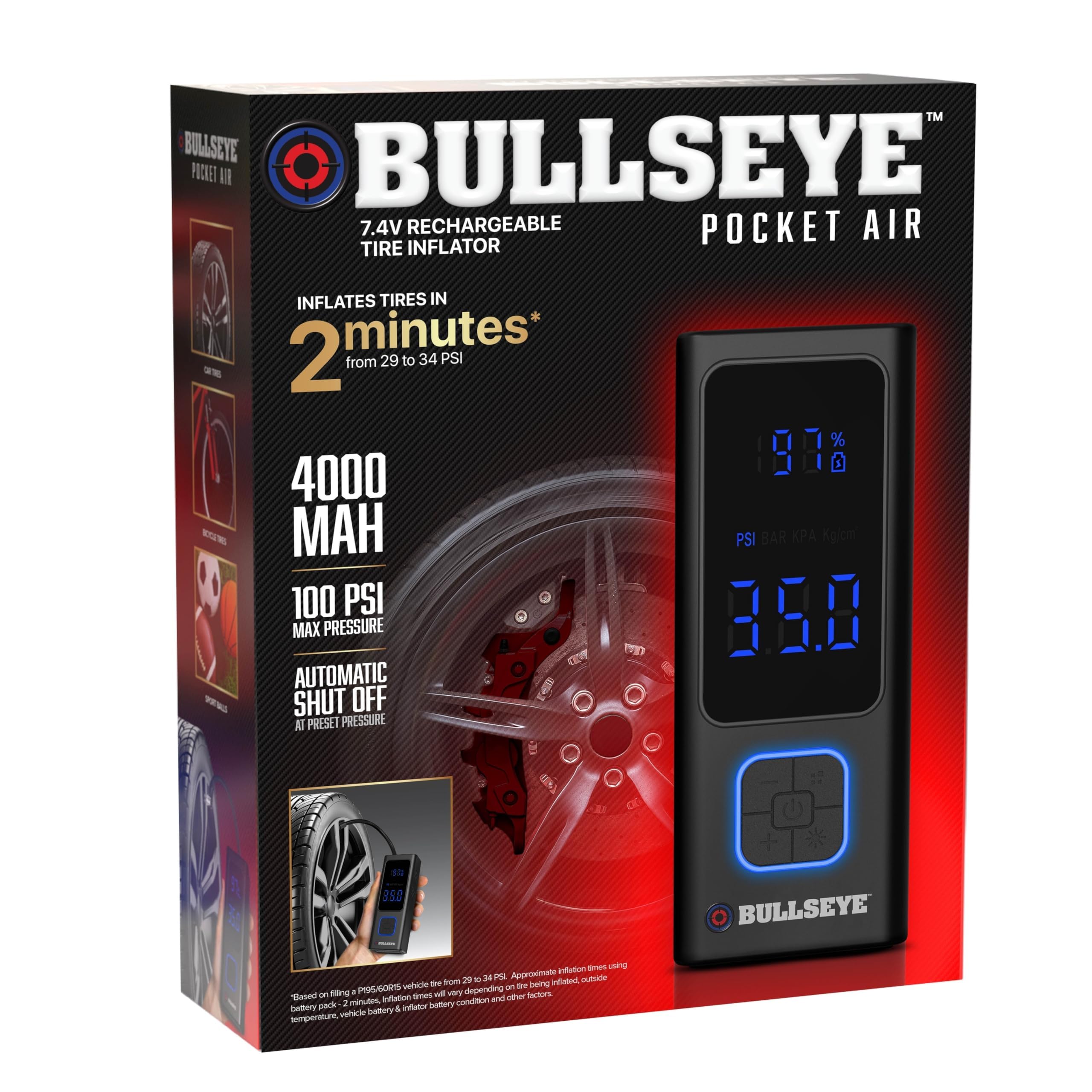 Bullseye Pro Digital Tire Inflator Air Compressor Bullseye Pro Maxデジタルタイヤインフレーターブルズアイ圧力計エアリチウムイオン1745-BAT 9475B-BAT