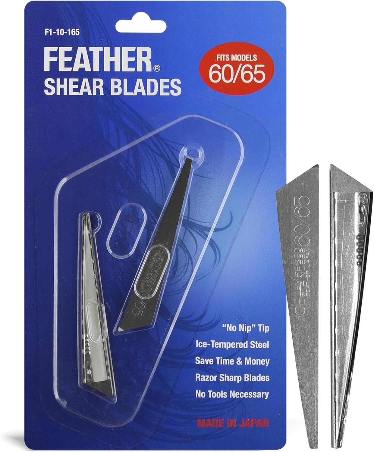 Feather - Switch-Blade Haircutting Shears Replacement Blades - for Professional Stylists & Barbers - Stainless Steel - No-Nip Tip - Made in Japan - 60/65 Model
