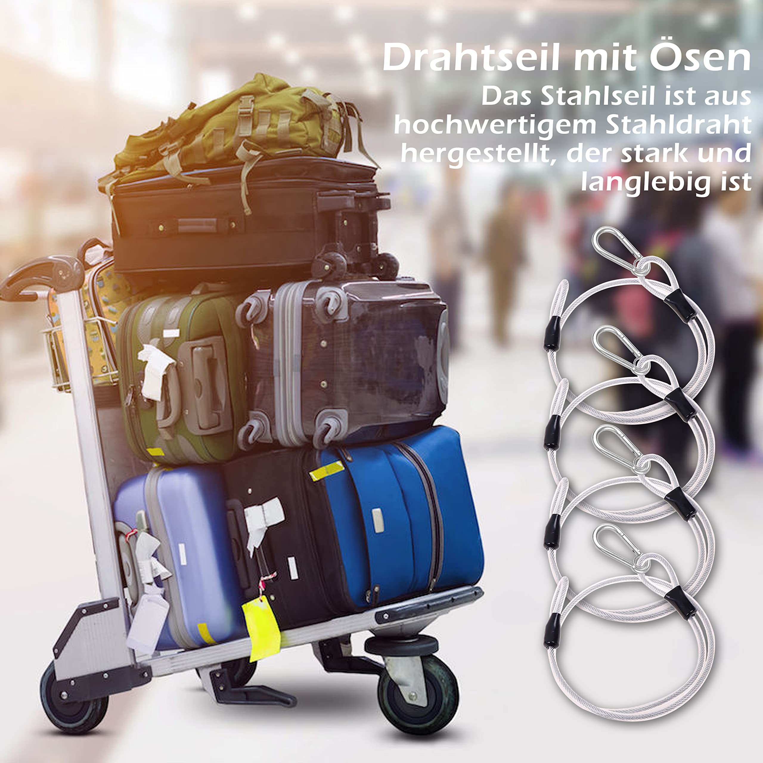 Cavo Antifurto Per Bicicletta | Acciaio Intrecciato 12 Mm | Lunghezza 2,1 M | Per Ruote E Sella | Compatibile Con BikeTRAP - Foto 5