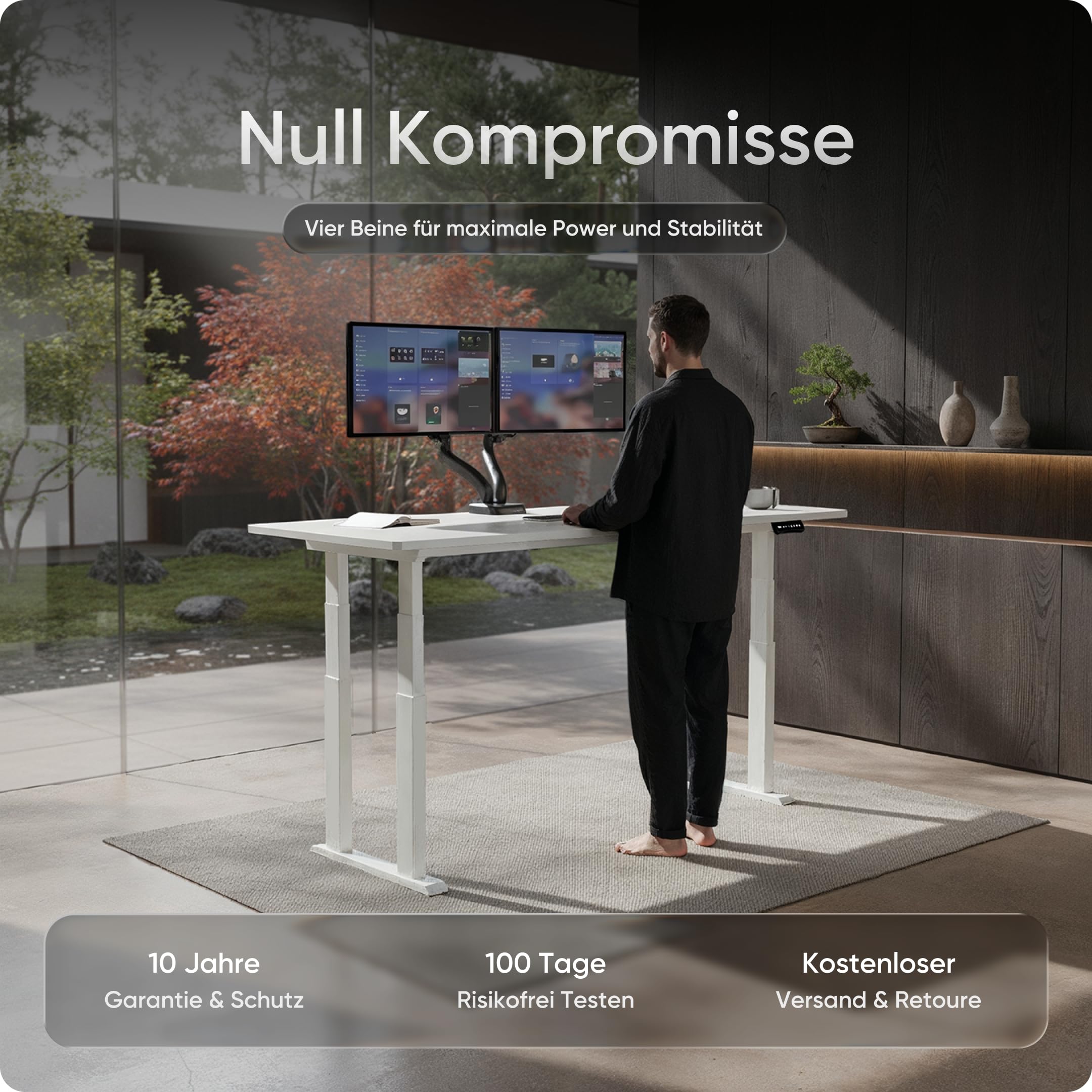 Titan - Höhenverstellbarer Schreibtisch Gestell (elektrisch) - Schreibtischgestell Höhenverstellbar mit Dual-Motor, Kollisionsschutz, Memory-Funktion, USB, 10 Jahre Gewährleistung (Weiß)