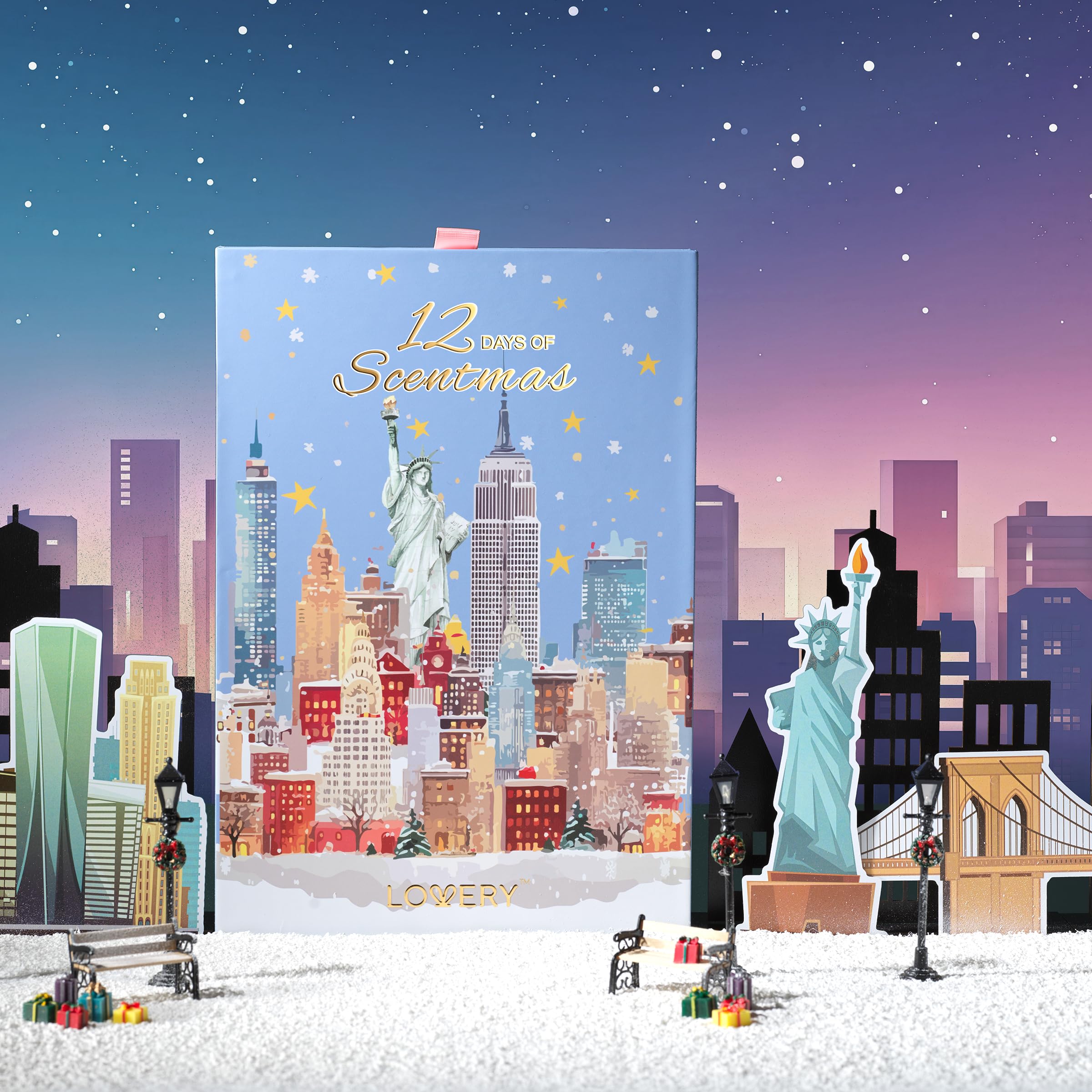 Beauty Advent Calendar 2025 - 12 Days of Perfume Advent Calendar for Women – Luxury Fragrance Gift Set 12 Mini Perfume Sprays – Christmas Gifts Holiday Countdown Gift in Festive New York City Design view 7