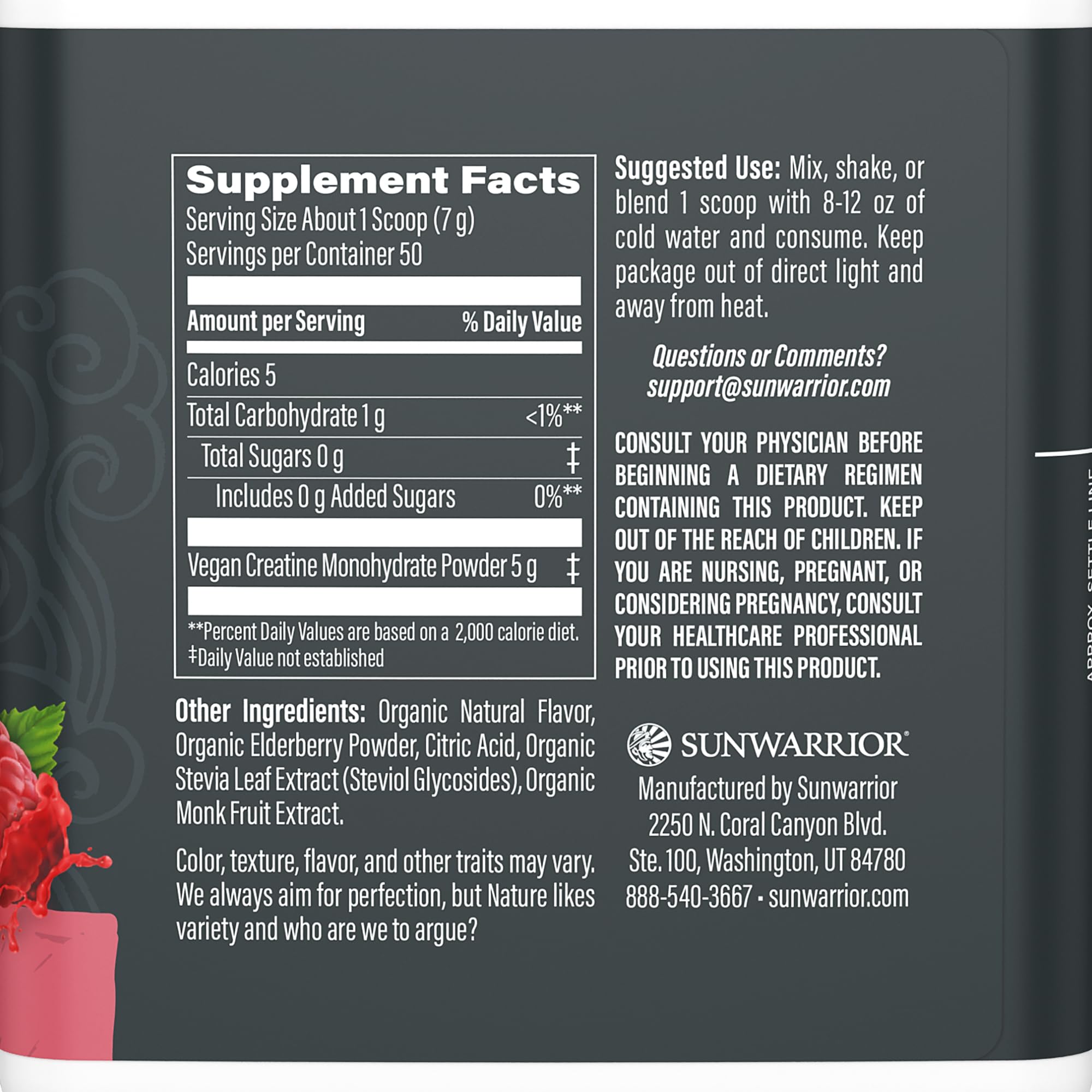 Creatine Monohydrate Powder Micronized PreWorkout Recovery Supplement | Support Muscle Building Strength Training Cognition | Vegan & Keto Friendly Easily Mixes 50 Servings Raspberry Flavored — Amazon image 2