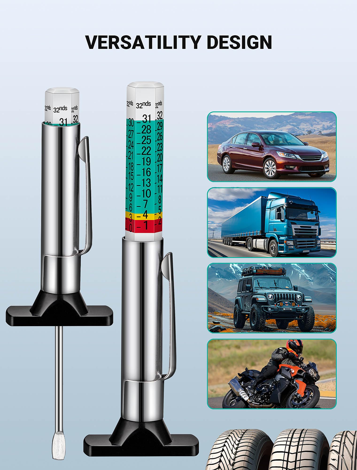 Tire Tread Gauge - 2 Pack Accurate Measurement -6