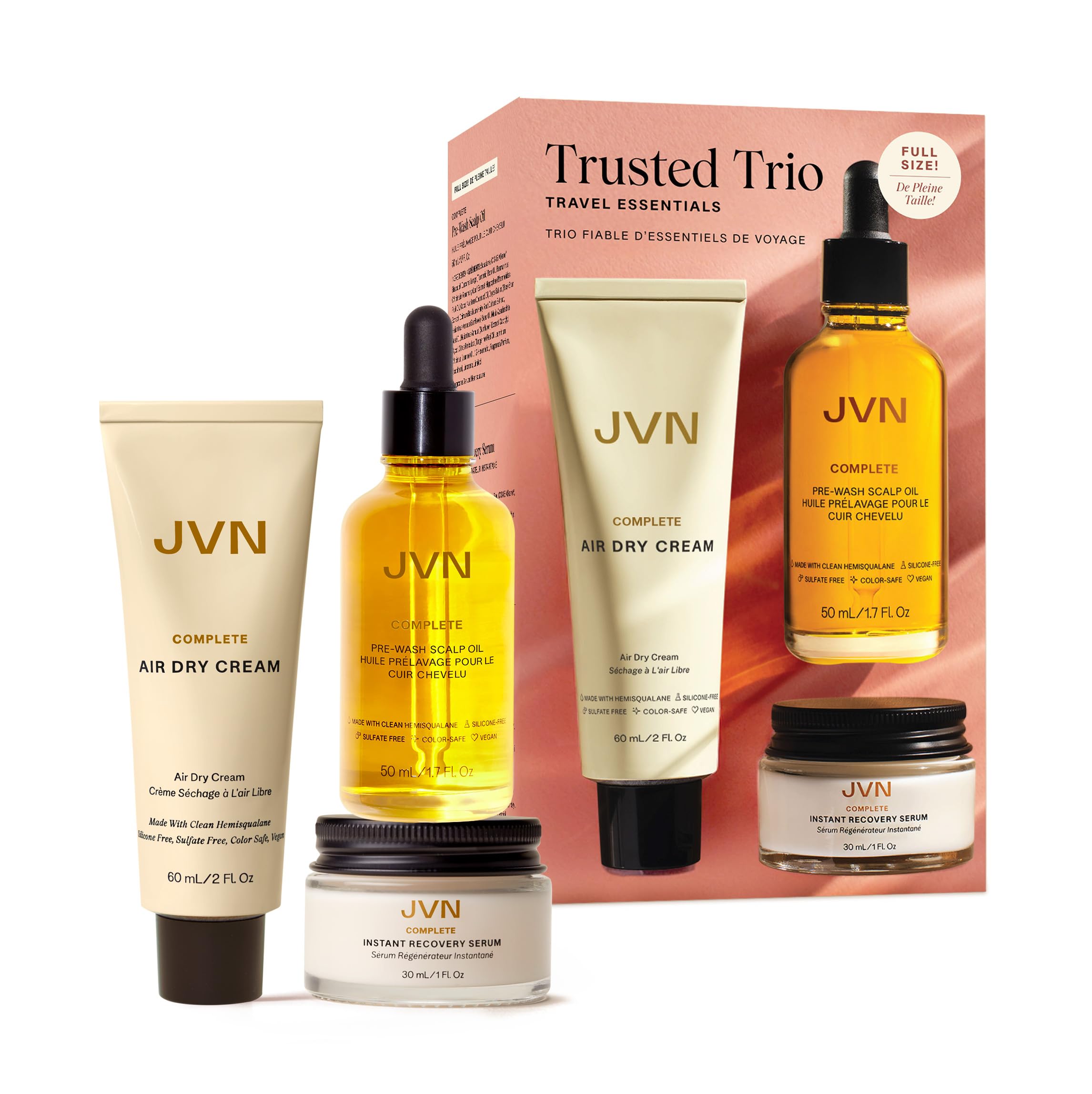 Amazon.com: JVN Trusted Trio Travel Essentials Hair Products, Pack