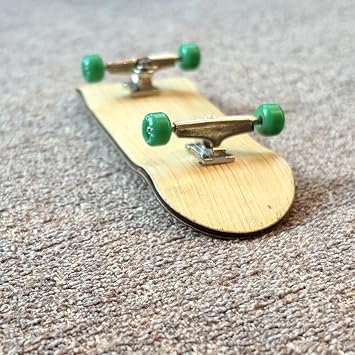 Professional 6-Layer Bamboo Fingerboard Mini Skateboard Complete100x33mm Deck +Axle Washers 34mm Silvery Trucks |Old School 20th Anniversary Edition Green Wheels