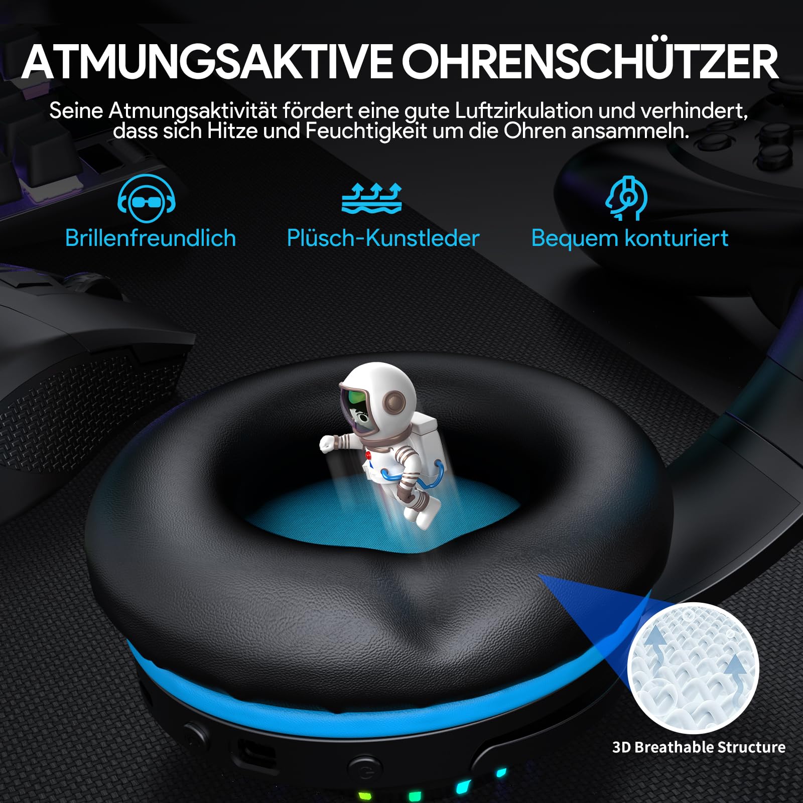 Pacrate 2.4 GHz Wireless Gaming Headset für PS5 PS4 PC Mac Switch, Bluetooth Headset mit Mikrofon mit Abnehmbarem Geräuschunterdrückung, 3.5mm PS5 Headset für Xbox-Serie
