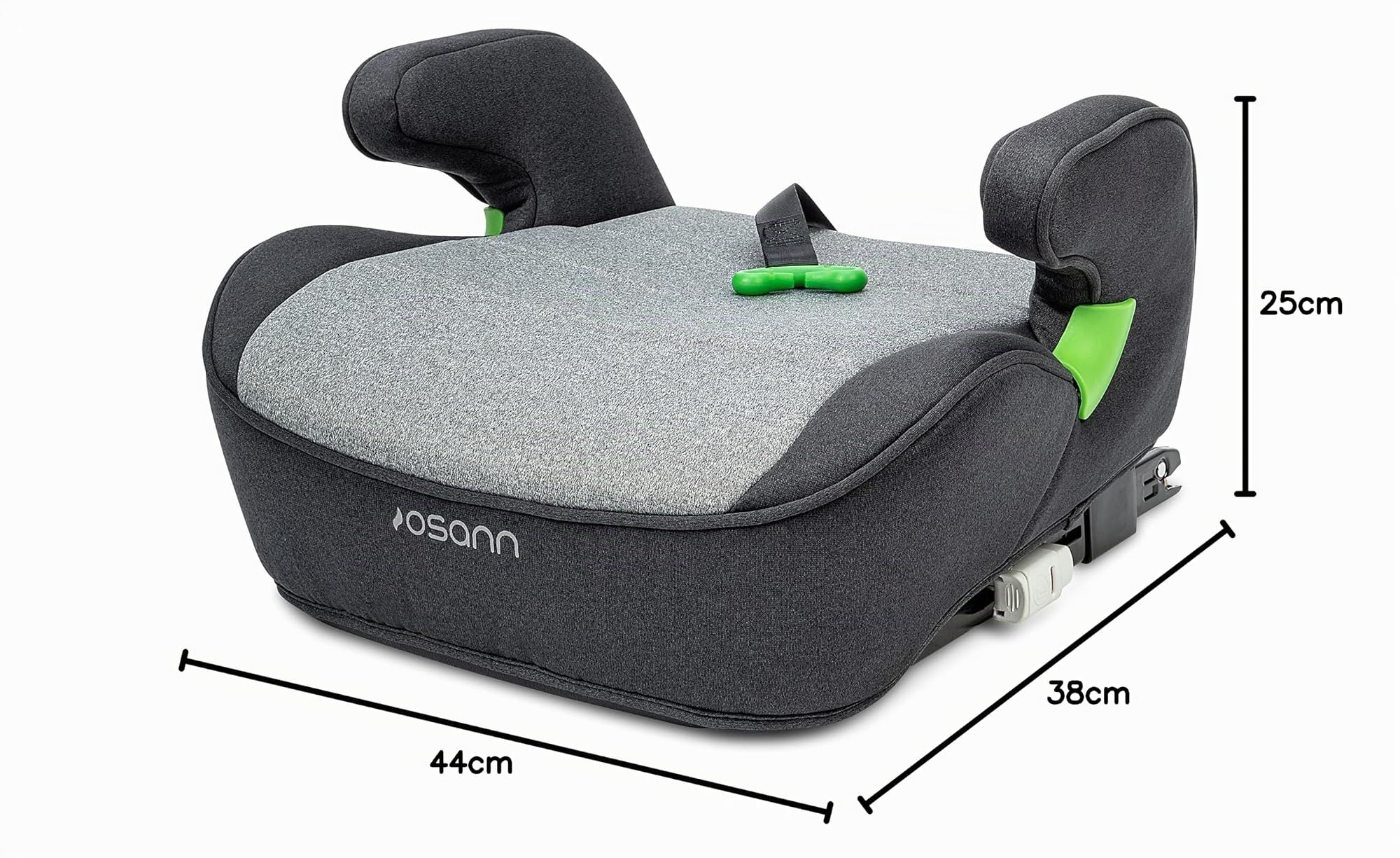 Osann Lux Isofix - Réhausseur de siège auto pour enfant à partir de 6 ans (126-150 cm), flexible et confortable, utilisable avec ou sans Isofix, assise ergonomique et guide de ceinture sécurisé - Gris