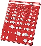 Thread Checker, Nut and Bolt Thread Gauge with 28 Standard & Metric Sizes, Aluminum Wall-Mountable Bolt and Nut Identifier Gauge, Red
