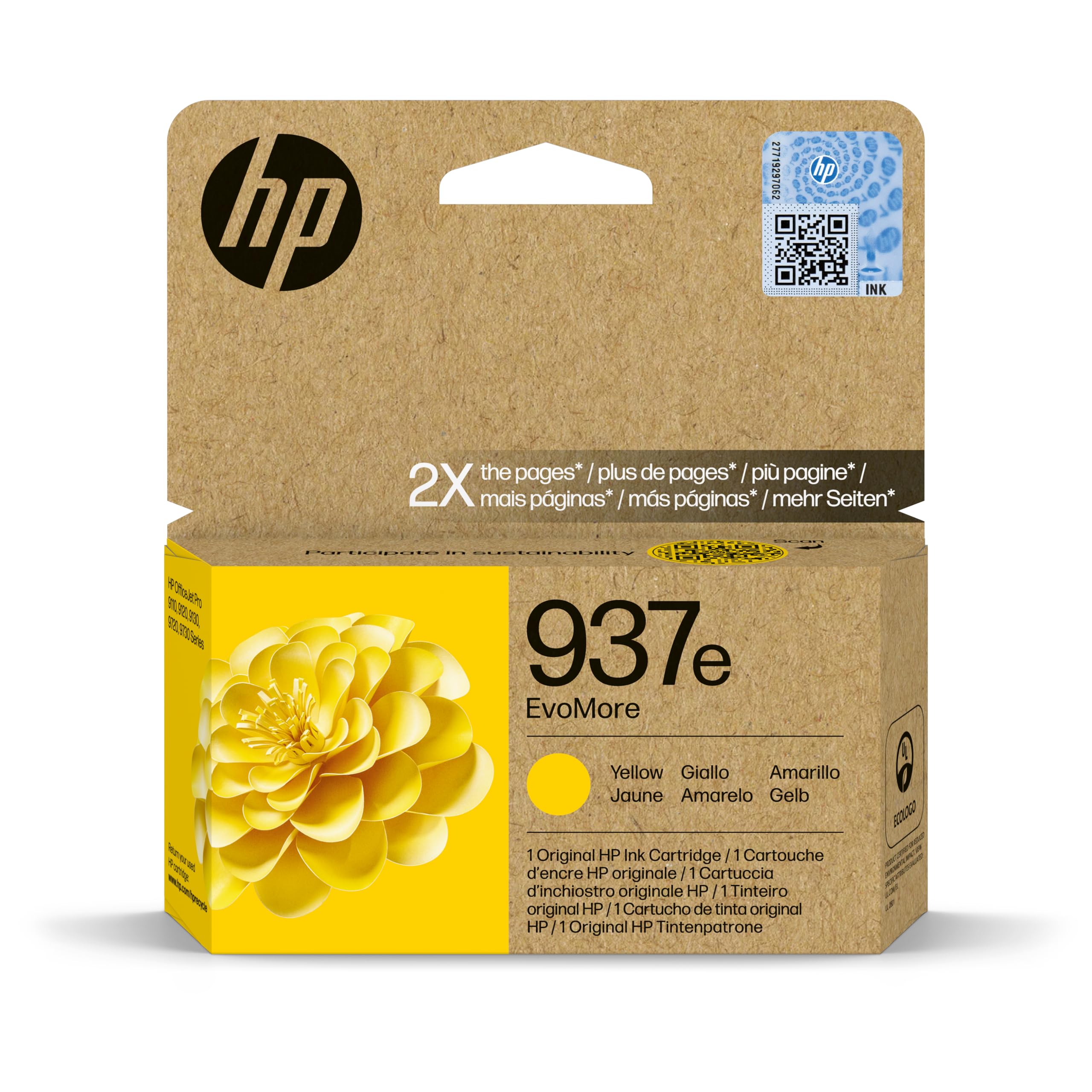 Hp 937E Evomore Yellow Ink Cartridge, Yellow
