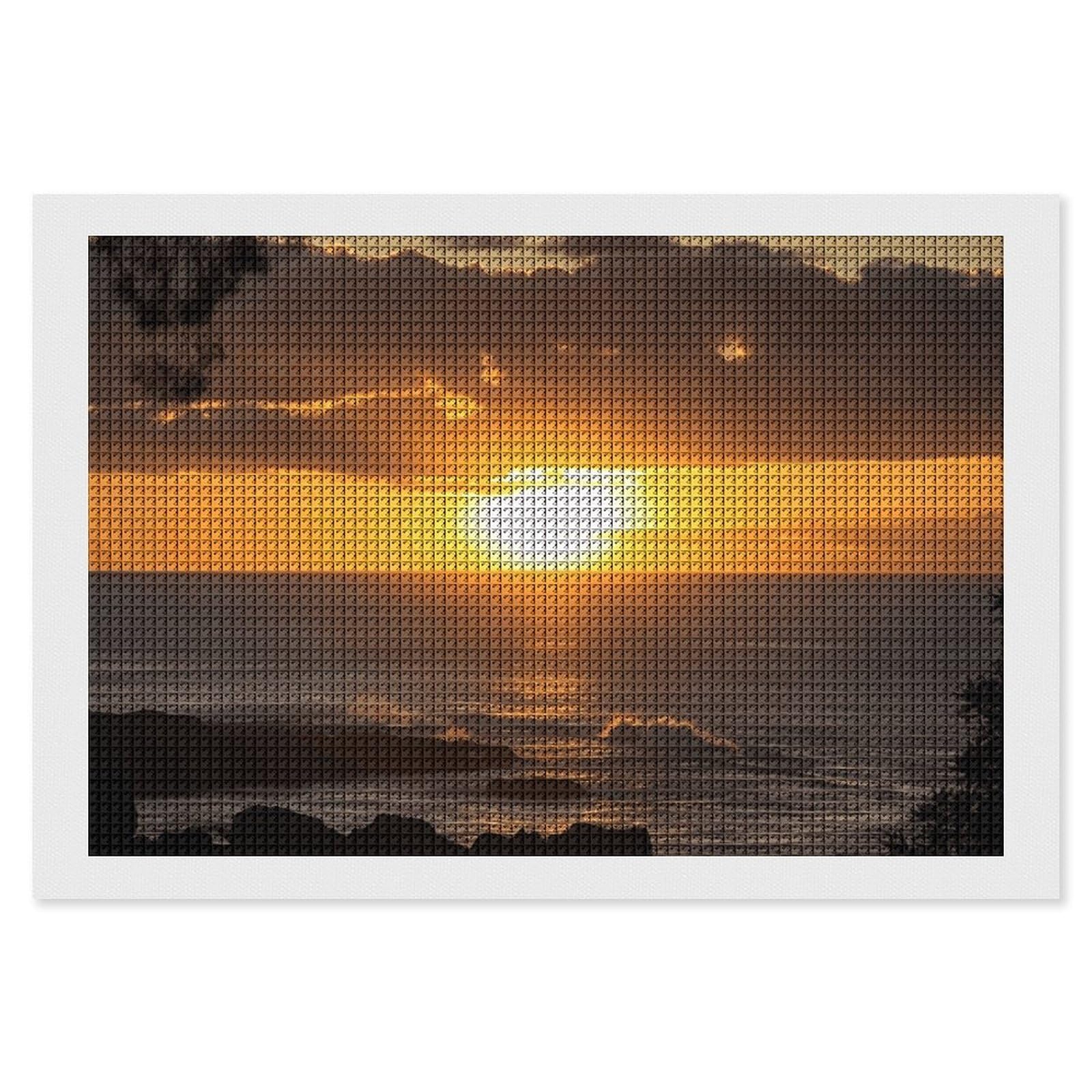 NONHAI Diamond Painting Kits for Adults - DIY Diamond Art Kits for Beginners - Full 5D Paint Drill Diamond Dots Paintings- Sunset Hawaii Beach Diamonds Pictures Gem Art and Craft Wall Decor 8"x12"