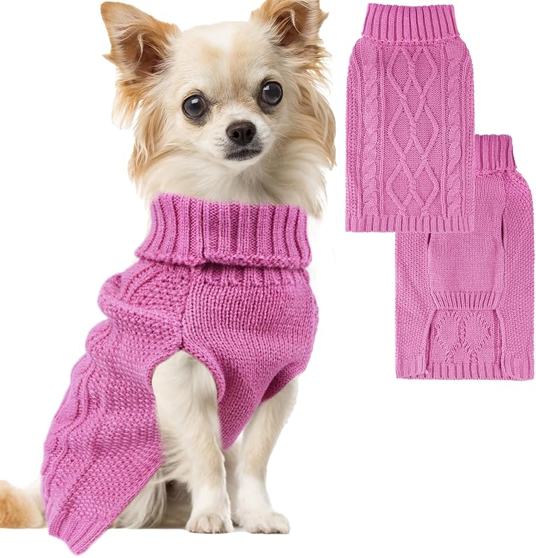 Suéter para Cães Pequenos viunimo com Gola Alta e Sem Mangas, Rosa, X-Small