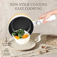 Vista 3 de Audecook - Olla caliente eléctrica, mini sartén eléctrica portátil antiadherente de 1.7L con ajuste de potencia, olla para ramen multifuncional