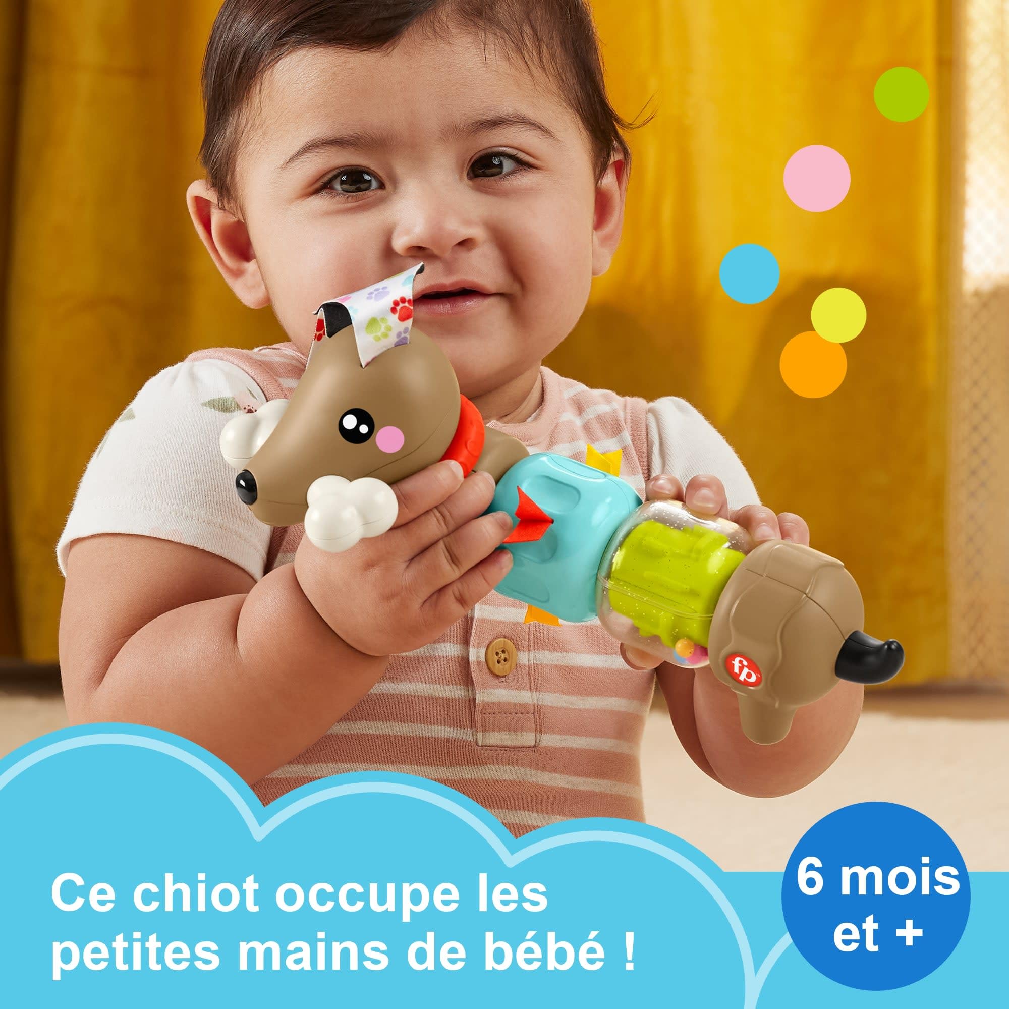 Fisher-Price – Chiot Sensoriel à Faire Cliquer Et Tourner, Jouet De Motricité Fine Pour Bébé Dès 6 Mois, HTW91