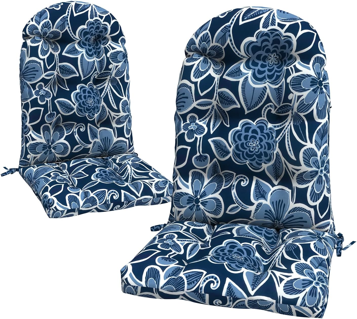 LVTXIII Outdoor Adirondack Chair Cushions, 44x19x4 Inch Non-Slip High Back Rocking Chair Cushion, Tufted Patio Lounge Cushion Seat Cushion, Set of 2, Flower Navy