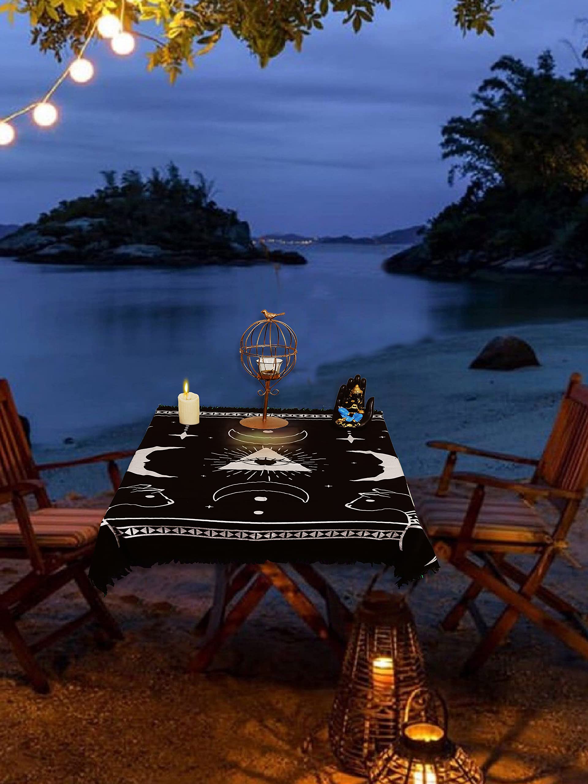 Indian Consigners Altar Cloth Prism Moon Eye Cat Celestical Tarot Deck Alter Square Wall Hanging Table Cloth Sacred Place Tapestry - Image 5